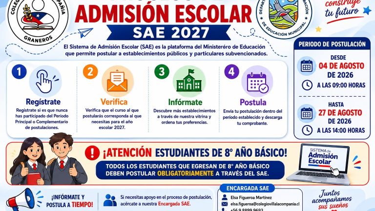 Proceso SAE 2027 – Información Importante para Apoderados de 8° Año Básico